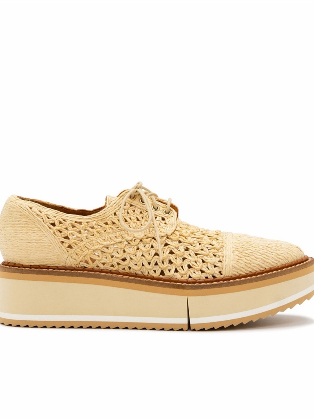 Clergerie Borril Raffia Platform Oxfords Cream Lace-Up EU 36.5 US 6 - 6.5 - Picture 13 of 14